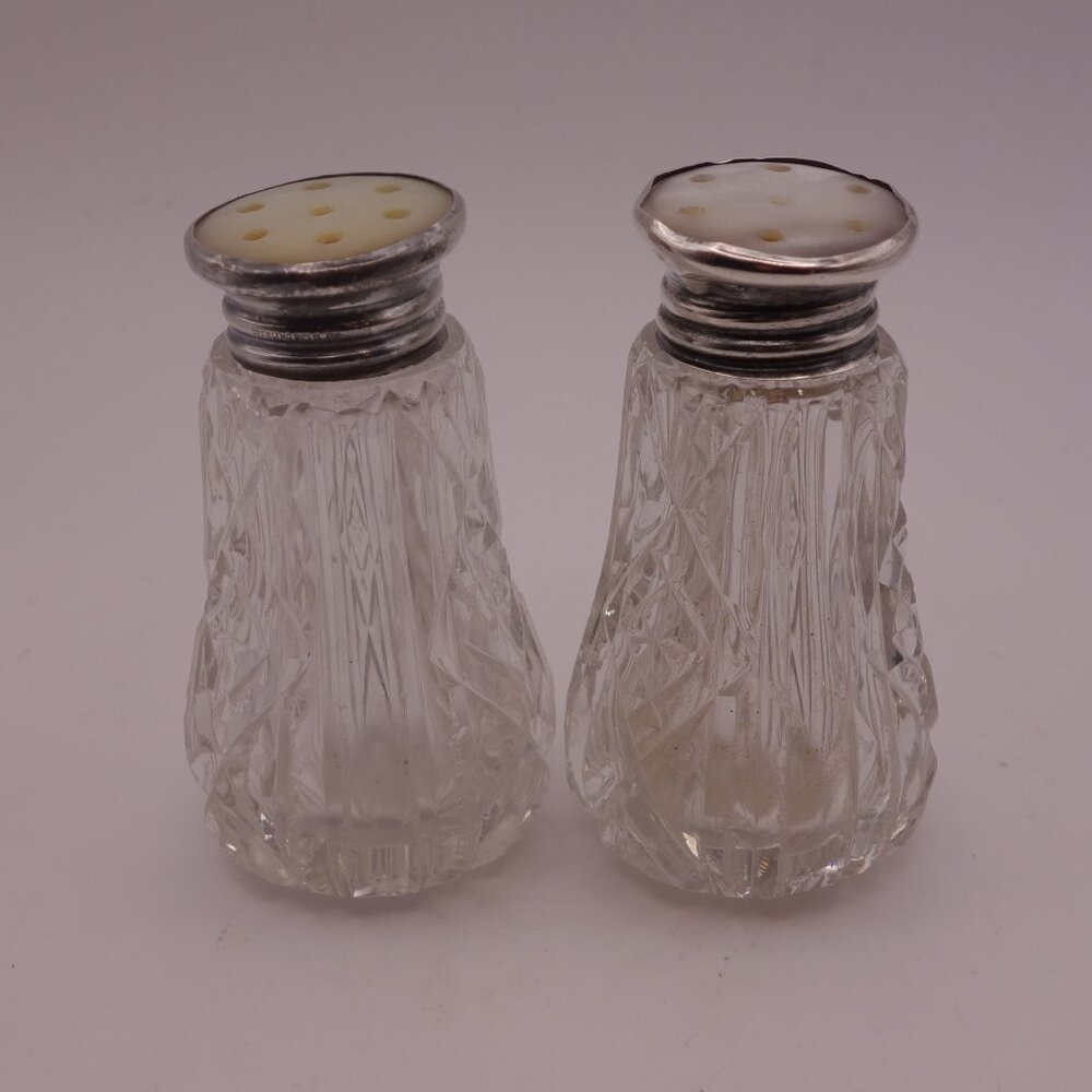 Set of Two 925 Sterling Silver Top Salt Shakers